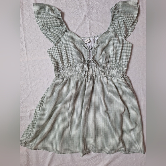 HOLLISTER Green Flutter Sleeve Double Tie Skort Dress - Picture 2 of 11
